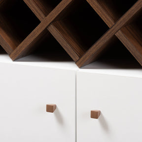 Baxton Studio Serafino Mid-Century Modern White and Walnut Finished Wood Wine Cabinet Baxton Studio-0-Minimal And Modern - 5