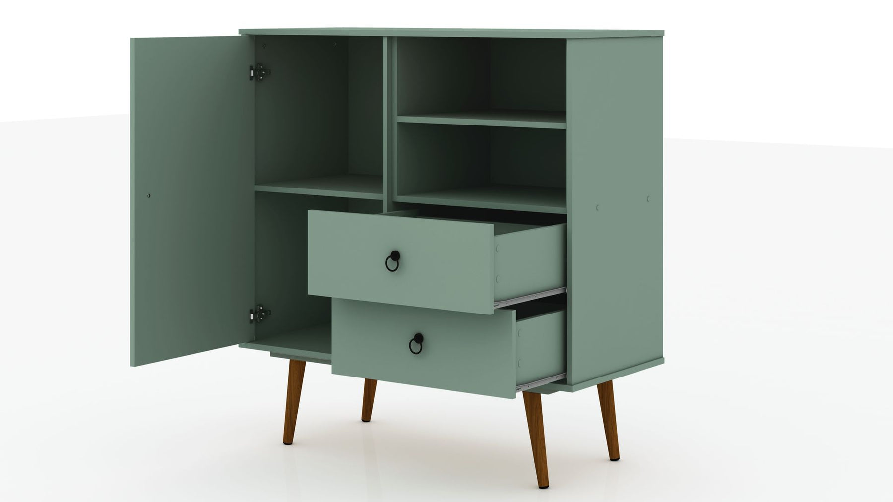 Manhattan Comfort Tribeca Mid-Century- Modern Dresser with 2-Drawers in Green Mint