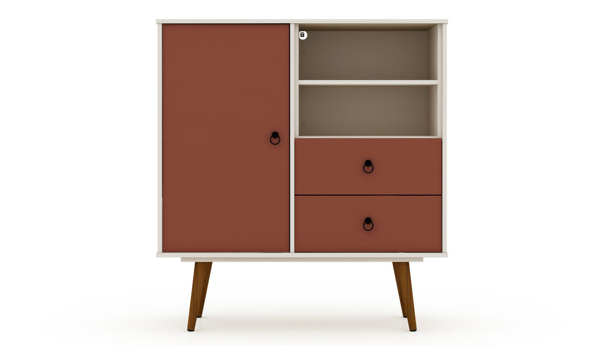 Manhattan Comfort Tribeca Mid-Century- Modern Dresser with 2-Drawers in Off White and Terra Orange PinkManhattan Comfort-Dresser- - 1