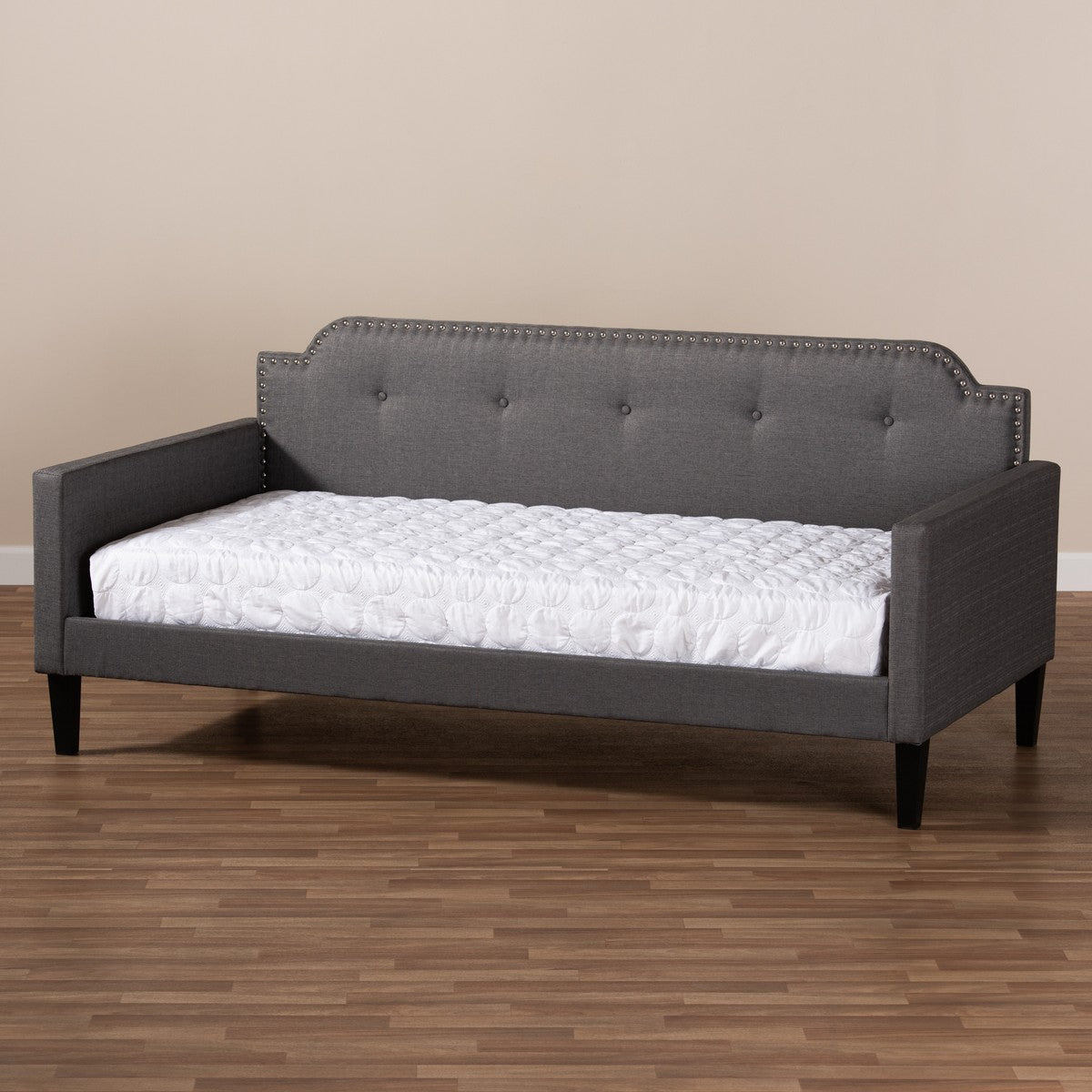 Baxton Studio Packer Modern and Contemporary Grey Fabric Upholstered Twin Size Sofa Daybed