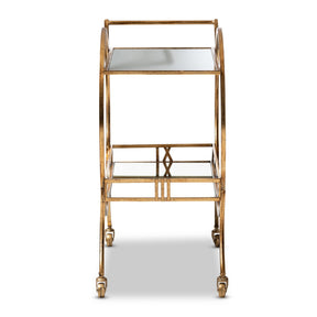 Baxton Studio Arsene Modern and Contemporary Antique Gold Finished 2-Tier Mobile Bar Cart