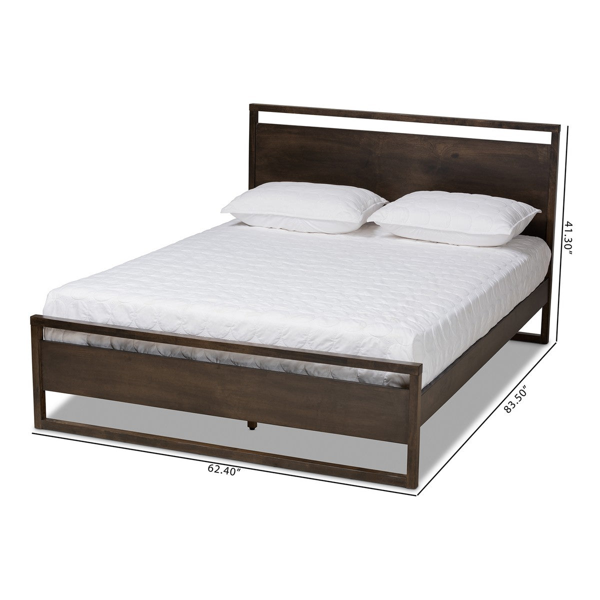 Baxton Studio Inicio Modern and Contemporary Charcoal Brown Finished Wood Queen Size Platform Bed