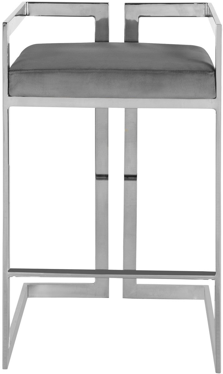 Meridian Furniture Ezra Grey Velvet Stool ( Quantity of 1 Stool ) Minimum of 2 orders.