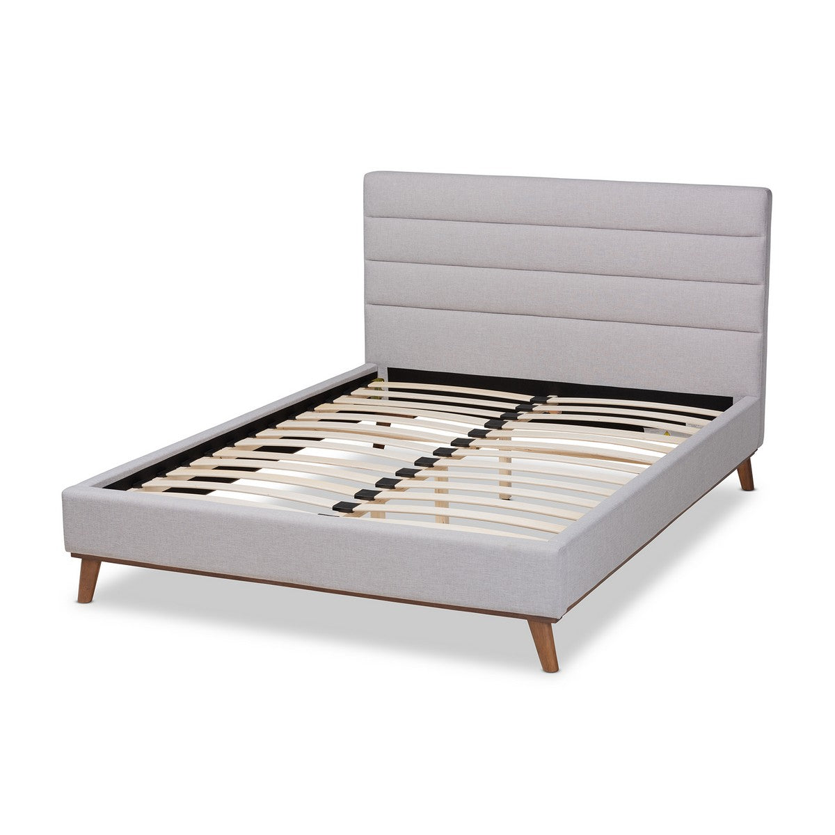 Baxton Studio Erlend Mid-Century Modern Greyish Beige Fabric Upholstered King Size Platform Bed