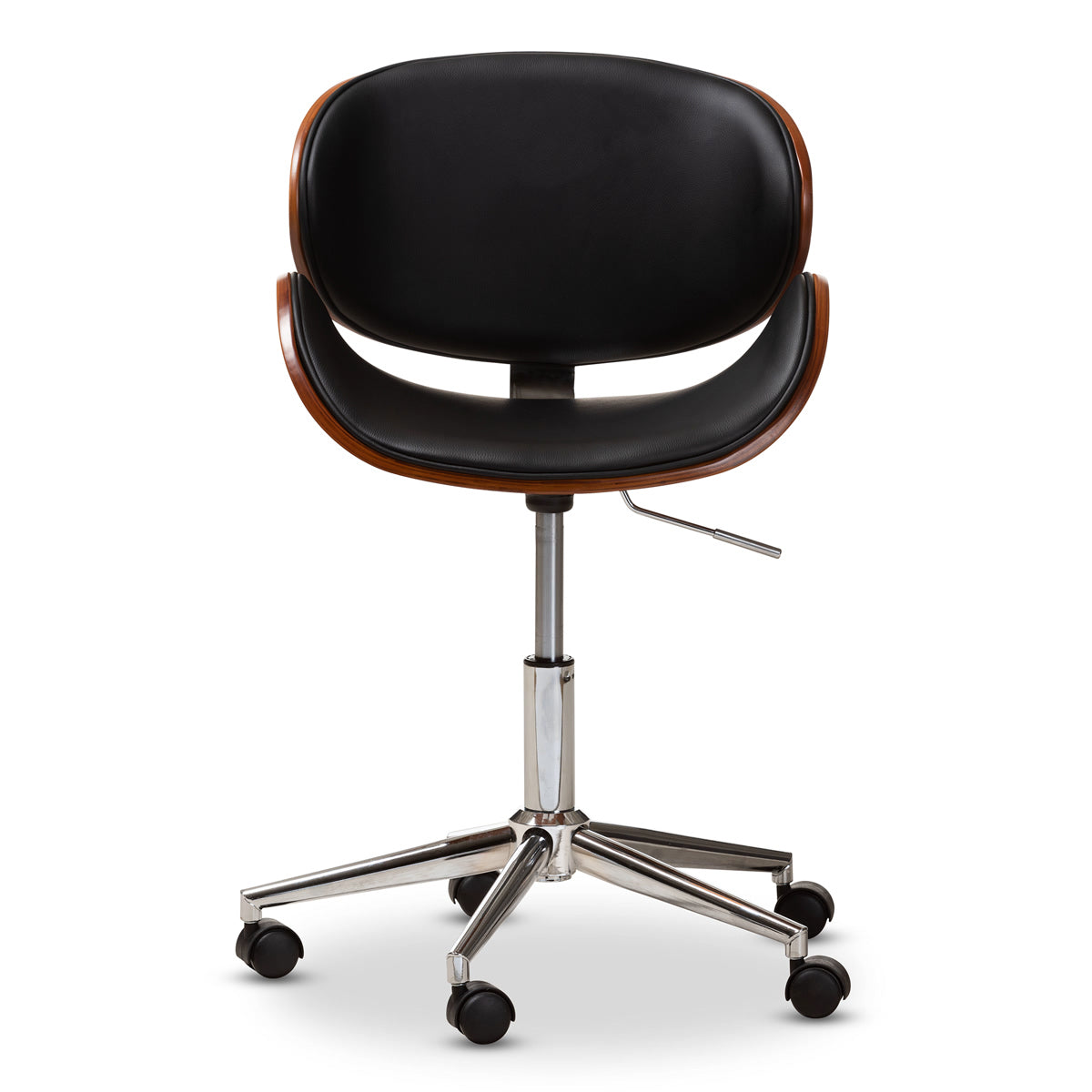 Baxton Studio Ambrosio Modern and Contemporary Black Faux Leather Upholstered Chrome-Finished Metal Adjustable Swivel Office Chair Baxton Studio-office chairs-Minimal And Modern - 2