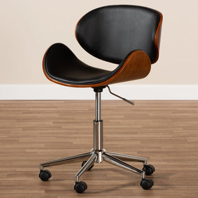 Baxton Studio Ambrosio Modern and Contemporary Black Faux Leather Upholstered Chrome-Finished Metal Adjustable Swivel Office Chair Baxton Studio-office chairs-Minimal And Modern - 9