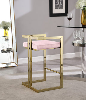 Meridian Furniture Ezra Pink Velvet Stool ( Quantity of 1 Stool ) Minimum of 2 orders.