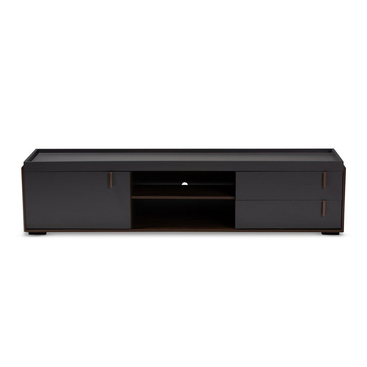 Baxton Studio Rikke Modern and Contemporary Two-Tone Gray and Walnut Finished Wood 2-Drawer TV Stand