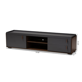 Baxton Studio Rikke Modern and Contemporary Two-Tone Gray and Walnut Finished Wood 2-Drawer TV Stand