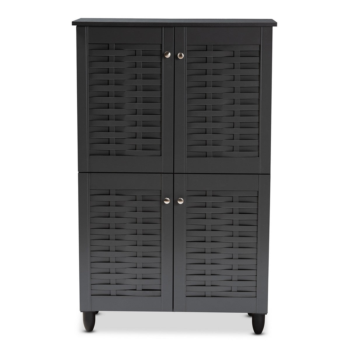Baxton Studio Winda Modern and Contemporary Dark Gray 4-Door Wooden Entryway Shoe Storage Cabinet