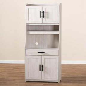 Baxton Studio Portia Modern and Contemporary 6-Shelf White-Washed Wood Kitchen Storage Cabinet