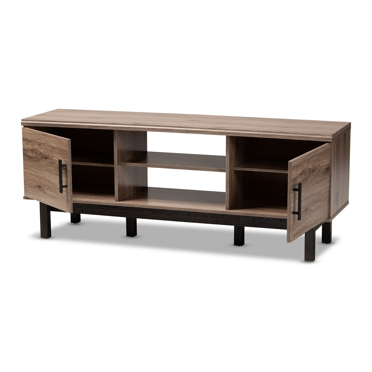 Baxton Studio Arend Modern and Contemporary Two-Tone Oak and Ebony Wood 2-Door TV Stand