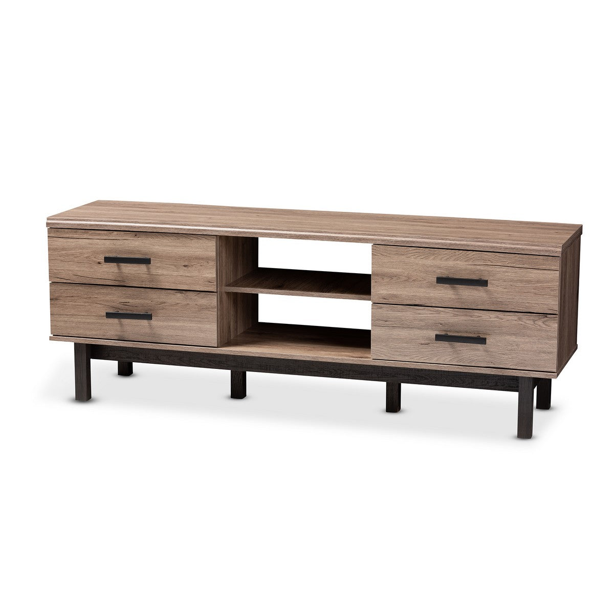 Baxton Studio Arend Modern and Contemporary Two-Tone Oak and Ebony Wood 4-Drawer TV Stand Baxton Studio-TV Stands-Minimal And Modern - 1