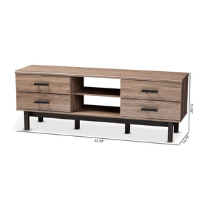 Baxton Studio Arend Modern and Contemporary Two-Tone Oak and Ebony Wood 4-Drawer TV Stand