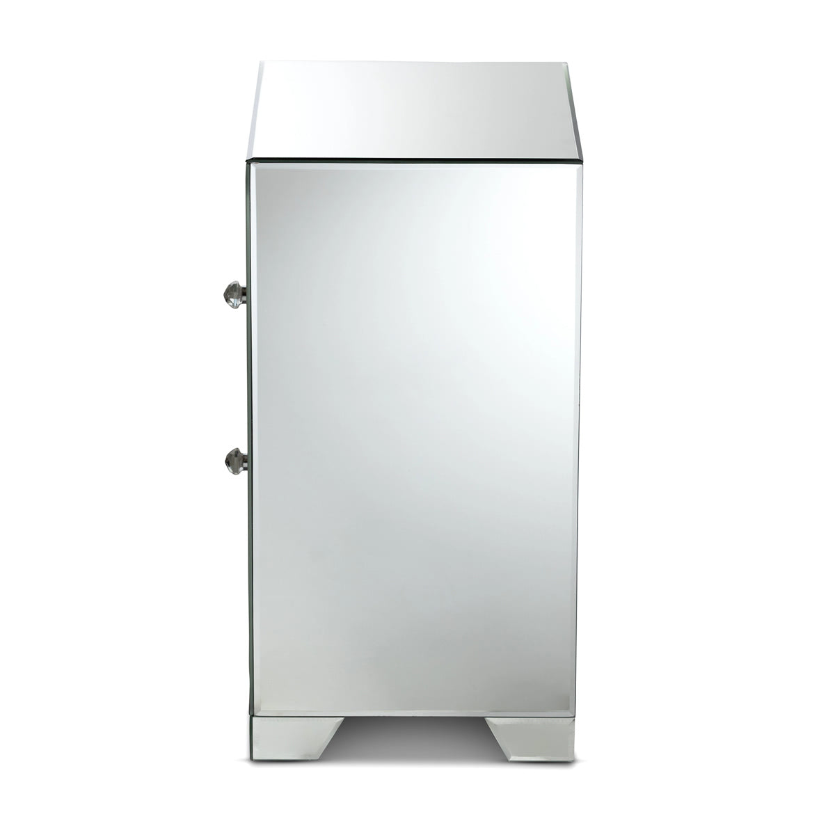 Baxton Studio Mina Modern and Contemporary Hollywood Regency Glamour Style Mirrored Three Drawer Nightstand Bedside Table Baxton Studio-nightstands-Minimal And Modern - 3