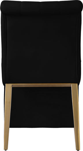 Meridian Furniture Curve Black Velvet Dining Chair - Set of 2