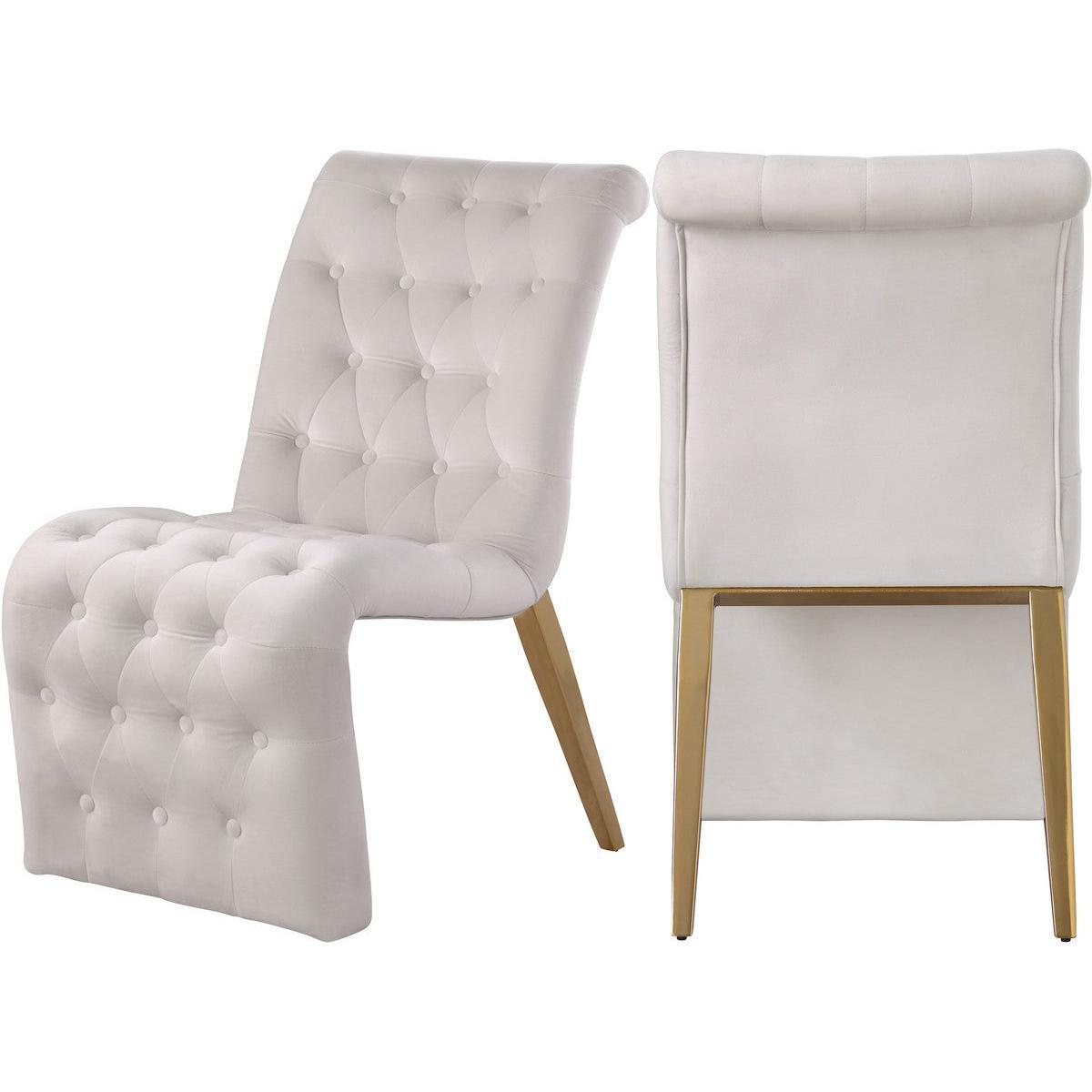 Meridian Furniture Curve Cream Velvet Dining ChairMeridian Furniture - Dining Chair - Minimal And Modern - 1
