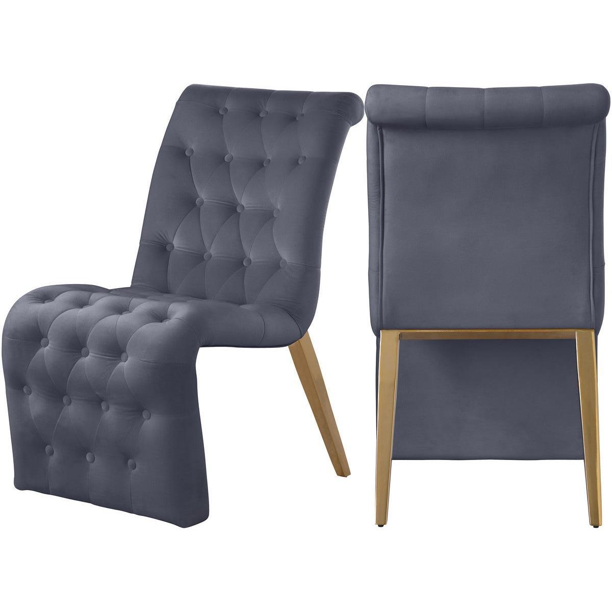 Meridian Furniture Curve Grey Velvet Dining ChairMeridian Furniture - Dining Chair - Minimal And Modern - 1
