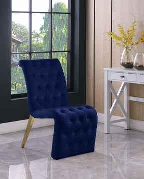 Meridian Furniture Curve Navy Velvet Dining Chair - Set of 2