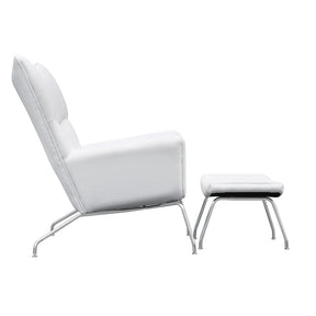 Finemod Imports Modern Wing Chair & Ottoman In Leather FMI9233-Minimal & Modern