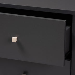 Baxton Studio Savino Mid-Century Modern Dark Grey and Oak Finished Wood Wine Cabinet Baxton Studio-0-Minimal And Modern - 5