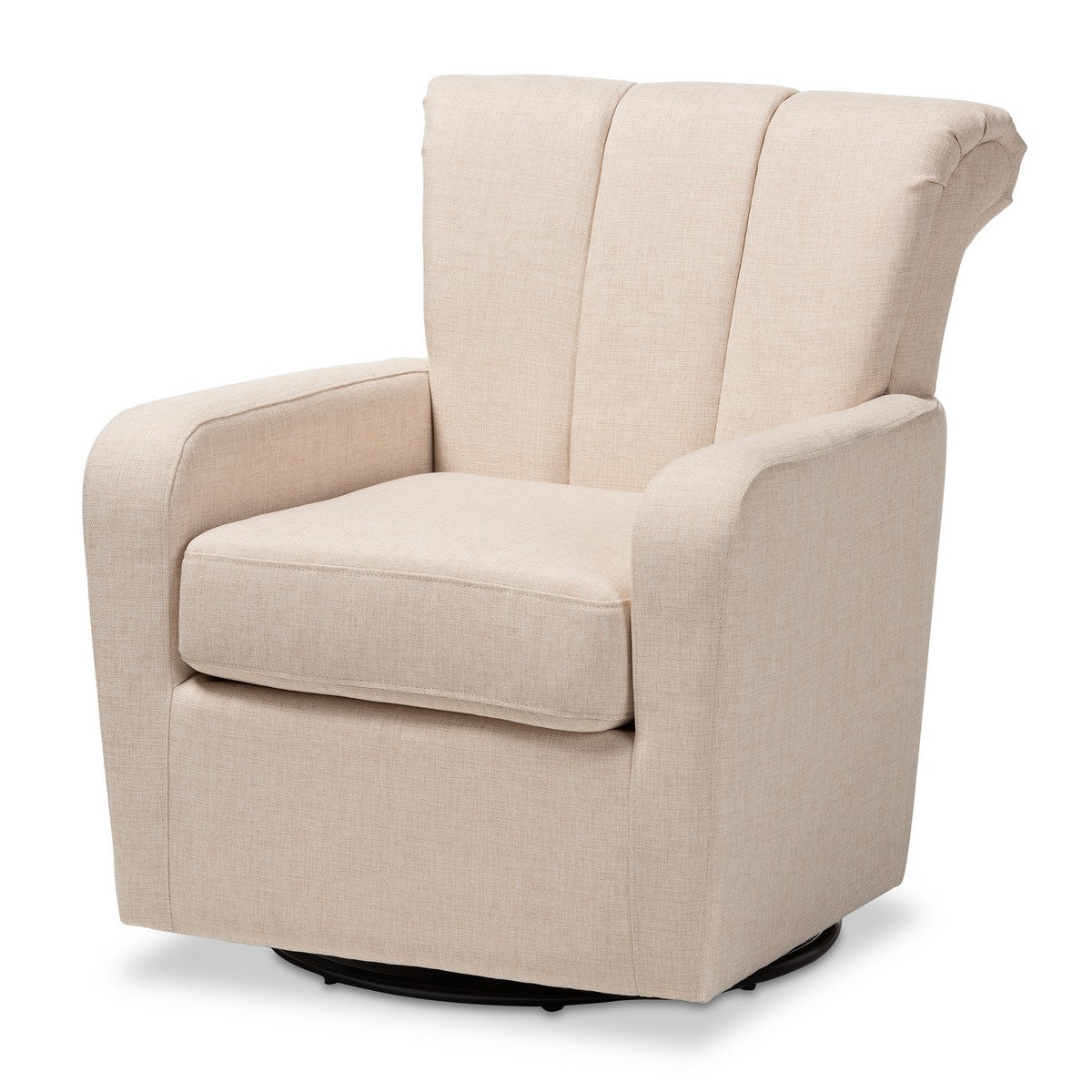 Baxton Studio Rayner Modern and Contemporary Beige Fabric Upholstered Swivel Chair Baxton Studio-chairs-Minimal And Modern - 1