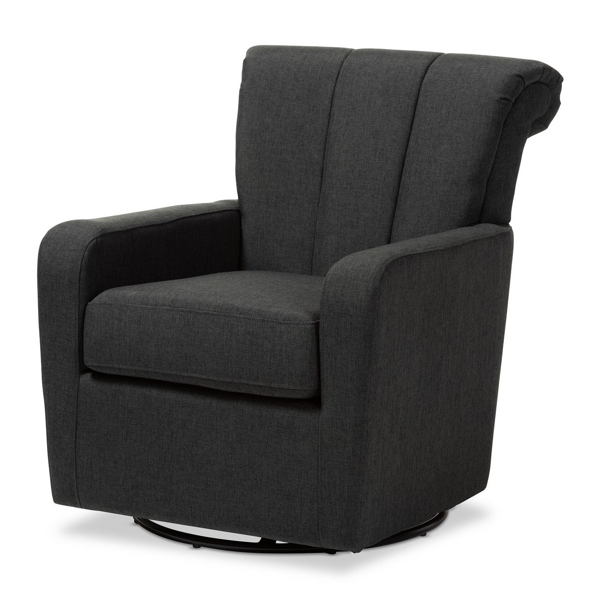 Baxton Studio Rayner Modern and Contemporary Grey Fabric Upholstered Swivel Chair Baxton Studio-chairs-Minimal And Modern - 1