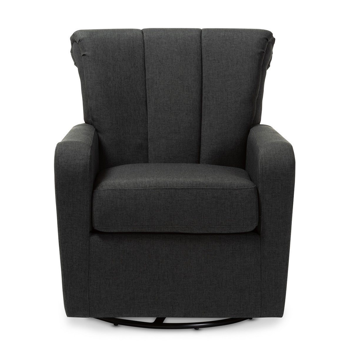 Baxton Studio Rayner Modern and Contemporary Grey Fabric Upholstered Swivel Chair