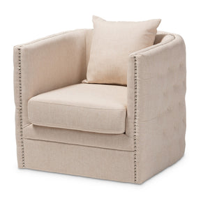 Baxton Studio Micah Modern and Contemporary Beige Fabric Upholstered Tufted Swivel Chair Baxton Studio-chairs-Minimal And Modern - 1