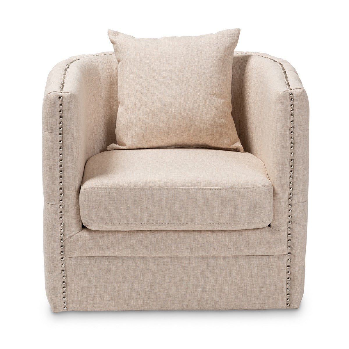 Baxton Studio Micah Modern and Contemporary Beige Fabric Upholstered Tufted Swivel Chair