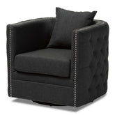 Baxton Studio Micah Modern and Contemporary Grey Fabric Upholstered Tufted Swivel Chair Baxton Studio-chairs-Minimal And Modern - 1