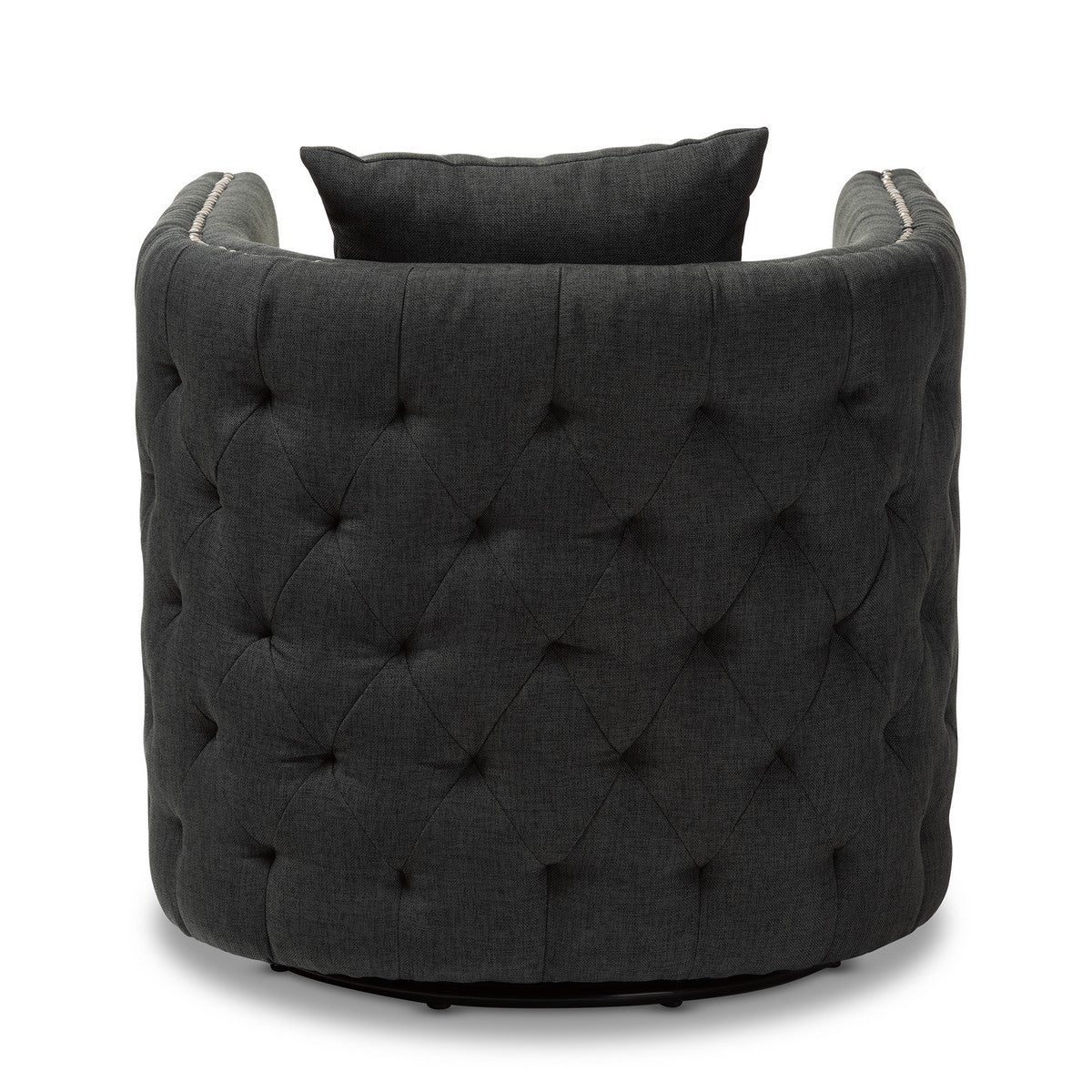 Baxton Studio Micah Modern and Contemporary Grey Fabric Upholstered Tufted Swivel Chair