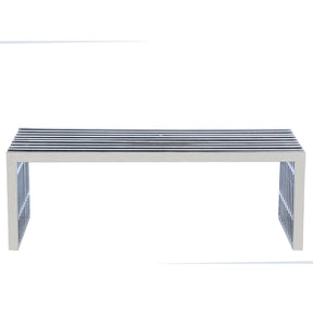 Finemod Imports Modern Zeta Stainless Steel Bench Long FMI9278-silver-Minimal & Modern