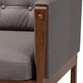 Baxton Studio Lenne Mid-Century Modern Grey Fabric Upholstered Walnut Finished Armchair