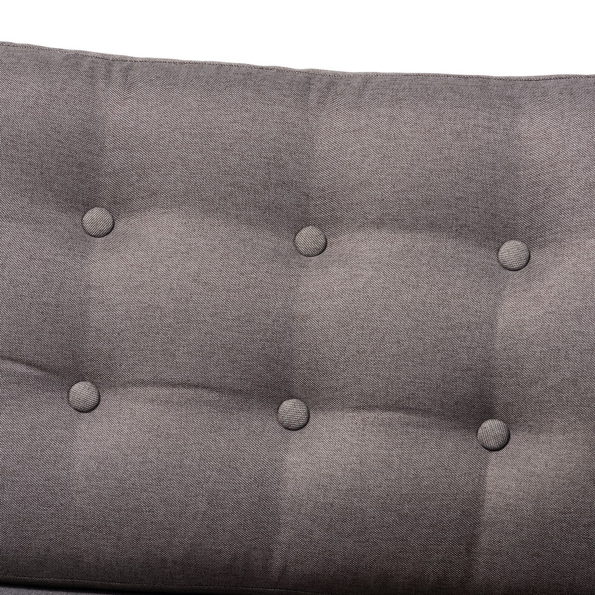 Baxton Studio Lenne Mid-Century Modern Grey Fabric Upholstered Walnut Finished Loveseat