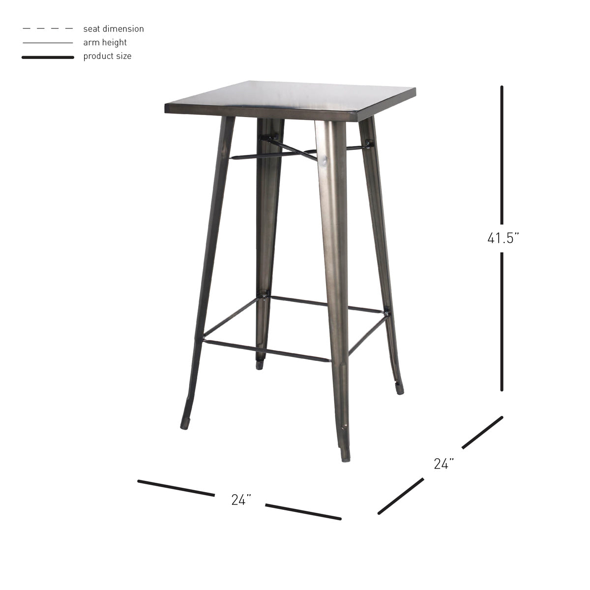 Metropolis Metal Bar Table by New Pacific Direct - 9300013-GM