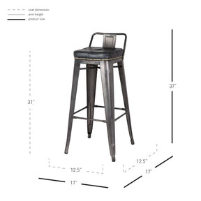 Metropolis PU Leather Low Back Bar Stool - Set of 4 by New Pacific Direct - 9300031