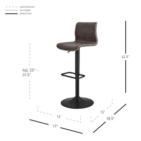 Jayden PU Leather Low back Gaslift Bar Stool (Set of 2) by New Pacific Direct - 9300039