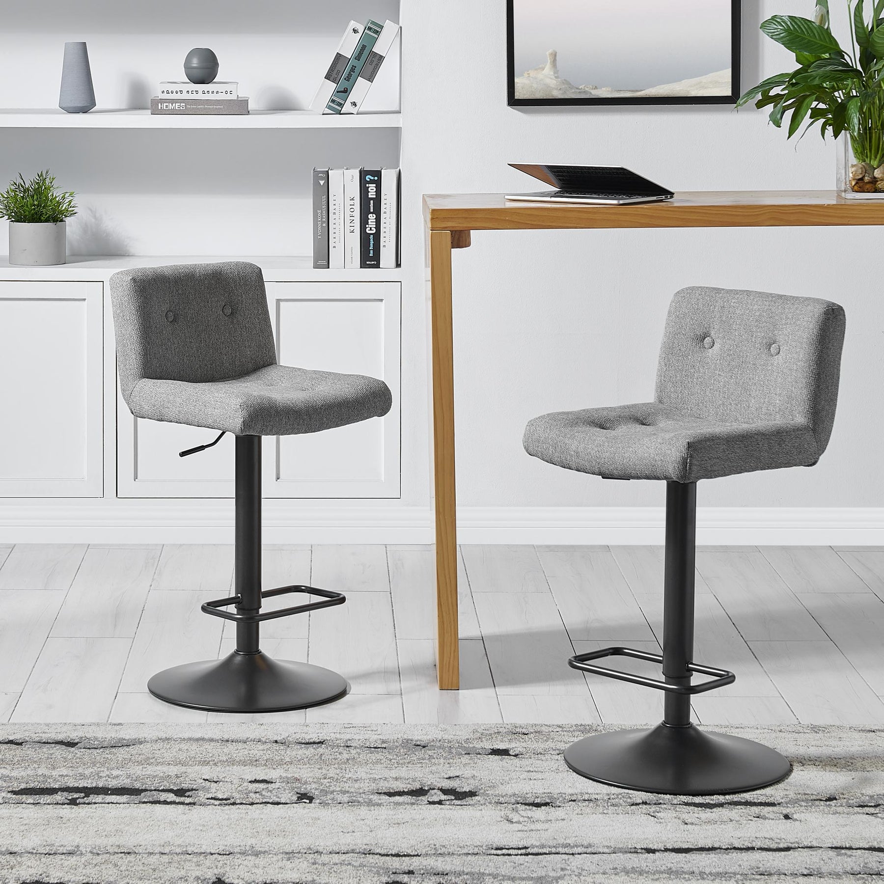 Jude KD Fabric Gaslift Swivel Bar Stool (Set of 2) by New Pacific Direct - 9300117