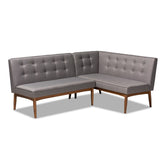 Baxton Studio Arvid Mid-Century Modern Gray Fabric Upholstered 2-Piece Wood Dining Nook Banquette Set Baxton Studio-benches-Minimal And Modern - 1