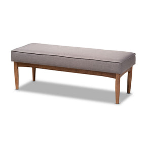 Baxton Studio Arvid Mid-Century Modern Gray Fabric Upholstered Wood Dining Bench Baxton Studio-benches-Minimal And Modern - 1