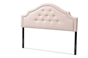 Baxton Studio Cora Modern and Contemporary Light Pink Velvet Fabric Upholstered King Size Headboard Baxton Studio-Headboards-Minimal And Modern - 1
