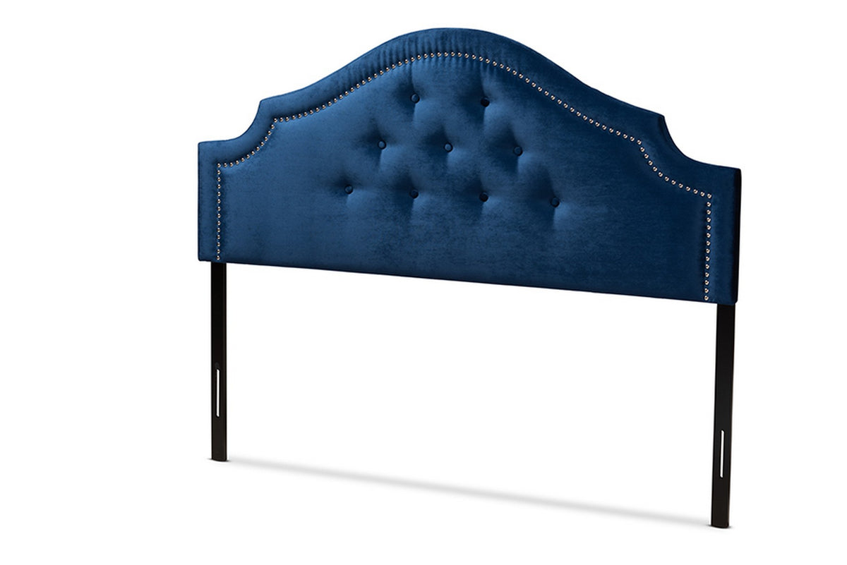 Baxton Studio Cora Modern and Contemporary Royal Blue Velvet Fabric Upholstered King Size Headboard Baxton Studio-Headboards-Minimal And Modern - 1