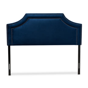 Baxton Studio Avignon Modern and Contemporary Navy Blue Velvet Fabric Upholstered King Size Headboard