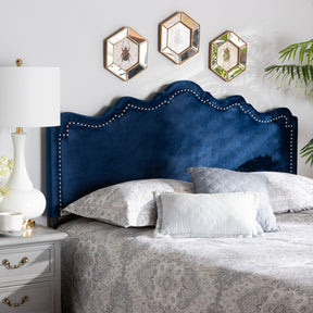 Baxton Studio Nadeen Modern and Contemporary Royal Blue Velvet Fabric Upholstered King Size Headboard