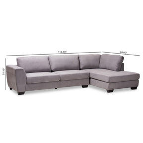 Baxton Studio Petra Modern and Contemporary Gray Fabric Upholstered Right Facing Sectional Sofa