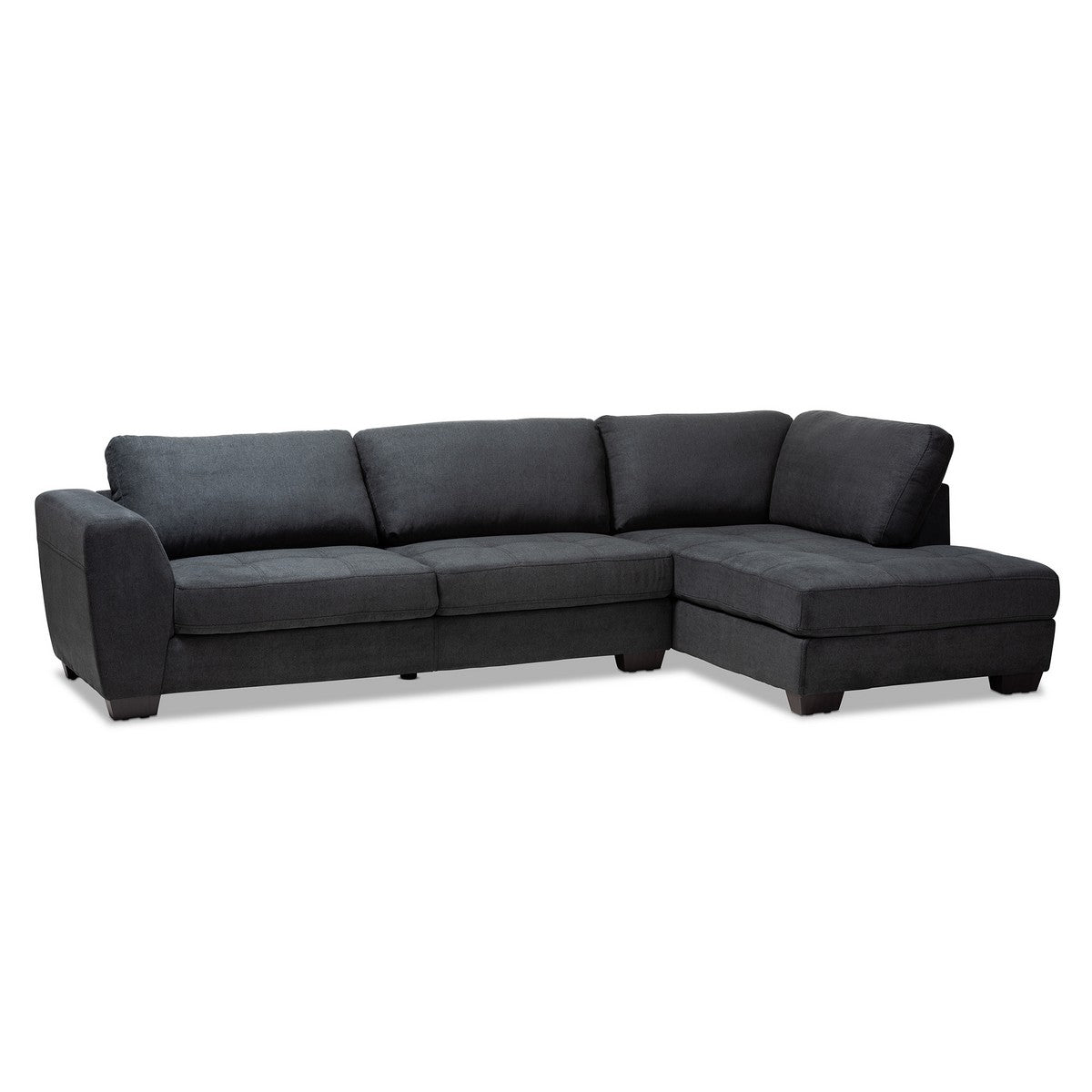 Baxton Studio Petra Modern and Contemporary Charcoal Fabric Upholstered Right Facing Sectional Sofa Baxton Studio-sofas-Minimal And Modern - 1
