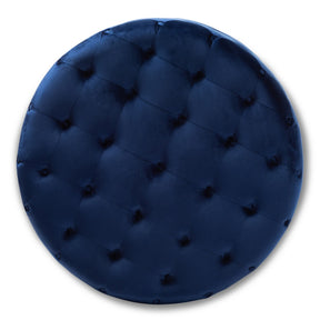Baxton Studio Cardiff Transitional Royal Blue Velvet Fabric Upholstered Button Tufted Cocktail Ottoman