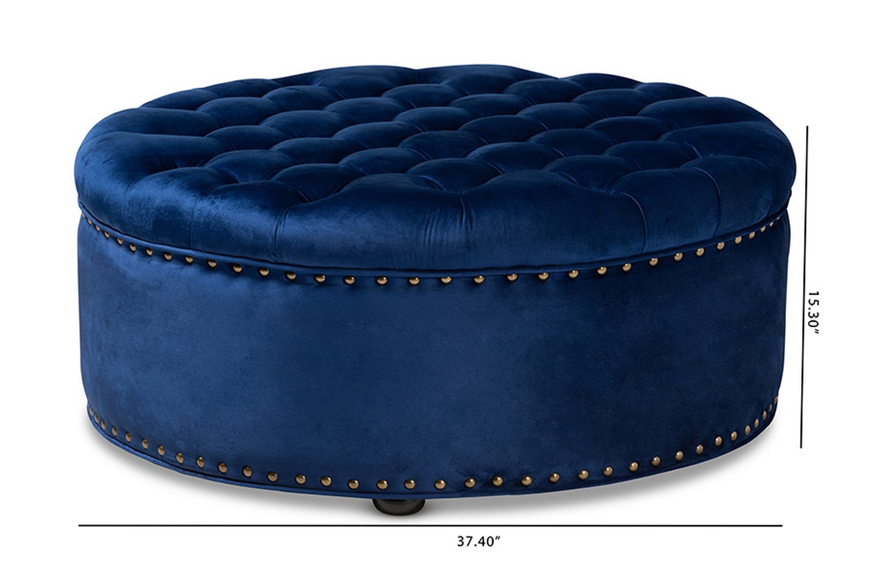 Baxton Studio Iglehart Modern and Contemporary Royal Blue Velvet Fabric Upholstered Tufted Cocktail Ottoman