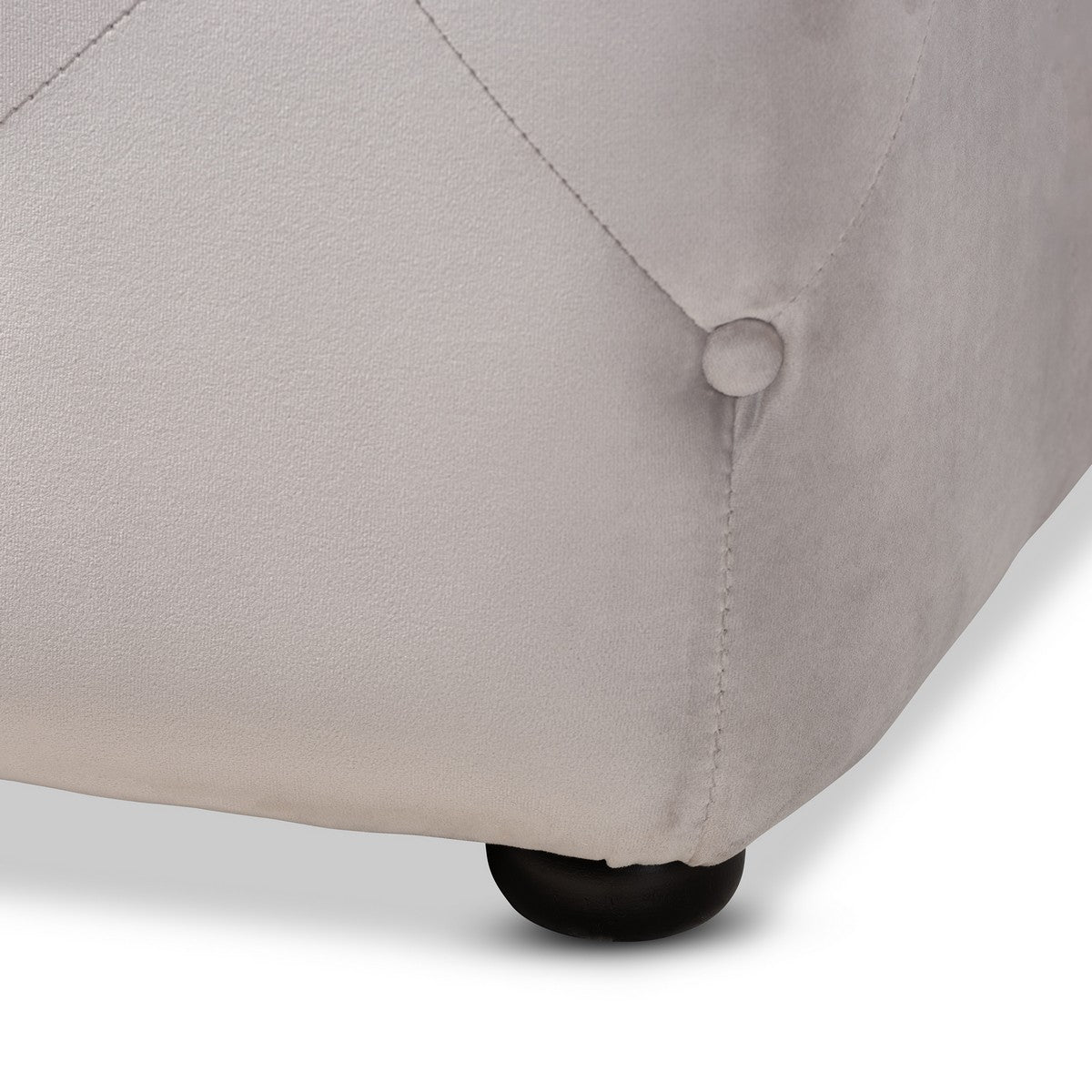 Baxton Studio Calvetti Modern and Contemporary Slate Gray Velvet Fabric Upholstered Button-Tufted Cocktail Ottoman